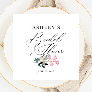 Elegante Wildblume Brautparty Wasserfarben Serviette