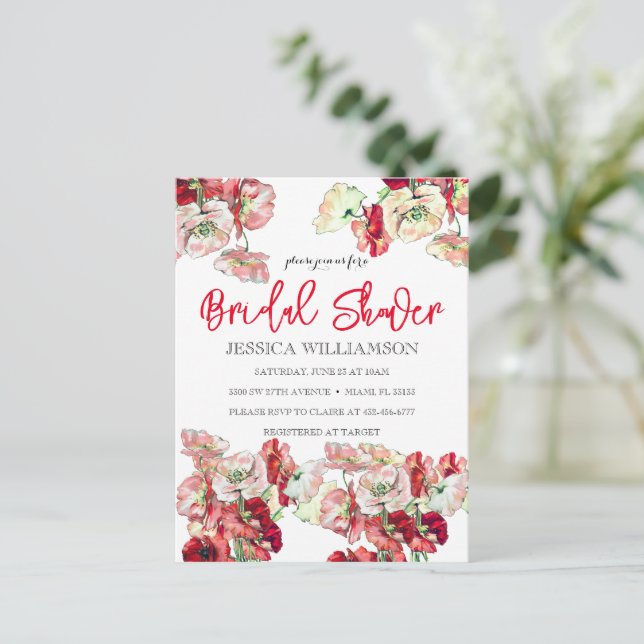 Elegante Wildblume Bridal Dusche Einladung Postkarte (Stehend Vorderseite)