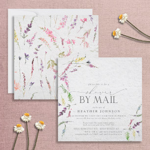 Elegante Wildblume Bridal Script Shower by Mail Einladung