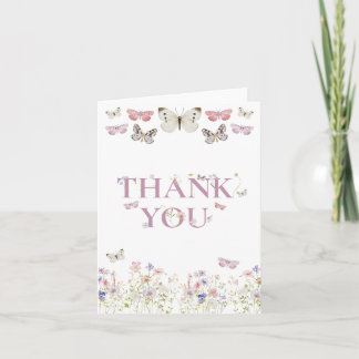 Elegante Wildblume Butterflies Pink Girl Vielen Da Dankeskarte