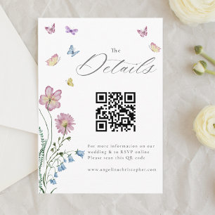 Elegante Wildblume Butterfly Hochzeitdetails Begleitkarte