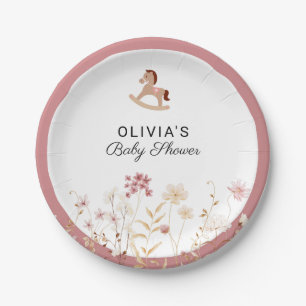 Elegante Wildblume Chic Floral Boho Babydusche Pappteller