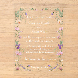 Elegante Wildblume Clear Acrylic Wedding Einladung