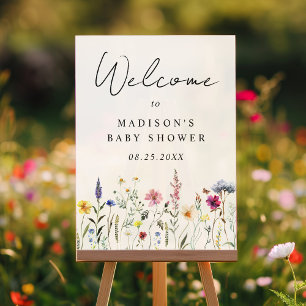 Elegante Wildblume Cream Baby Dusche Willkommen Acrylschild