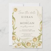 Elegante Wildblume Daisy Save the Date Einladung