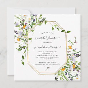 Elegante Wildblume Einladung zur Wiesen Bridal Dus