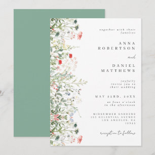 Elegante Wildblume Field Wedding Einladung