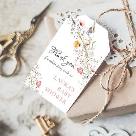 Elegante Wildblume Floral Baby Shower Tags Geschenkanhänger
