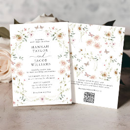 Elegante Wildblume Floral QR Code UAWG Wedding Einladung