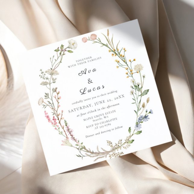 Elegante Wildblume Floral Wedding Garden Grüne Einladung (Von Creator hochgeladen)