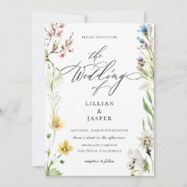 Elegante Wildblume Frame Calligrafy Wedding Einladung