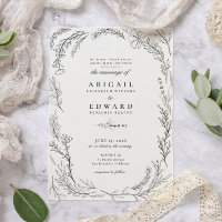 Elegante Wildblume Frame Illustration Hochzeit