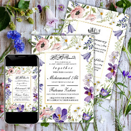 Elegante Wildblume Frame muslimische Hochzeit Nika Einladung