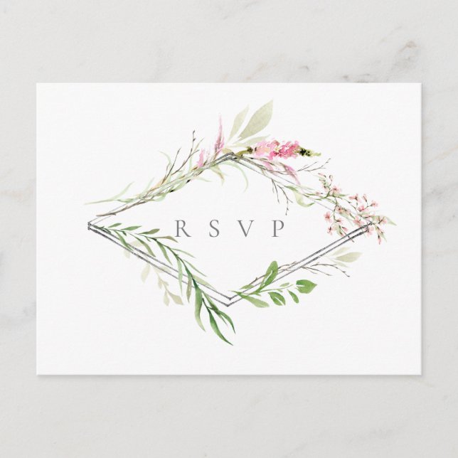 Elegante Wildblume Frame Wedding RSVP Song Anfrage Einladungspostkarte (Vorderseite)