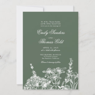 Elegante Wildblume Garden Script Einladung Hochzei