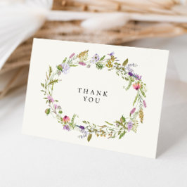 Elegante Wildblume Garden Wreath Wedding Dankeskarte