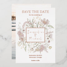 Elegante Wildblume Gold Rose Save the Date