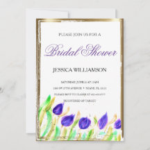 Elegante Wildblume Golden Bridal Dusche Einladung
