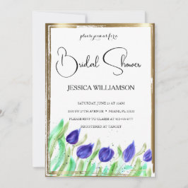 Elegante Wildblume Golden Bridal Dusche Einladung
