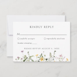 Elegante Wildblume Grüne Hochzeit RSVP Reaktion Einladung