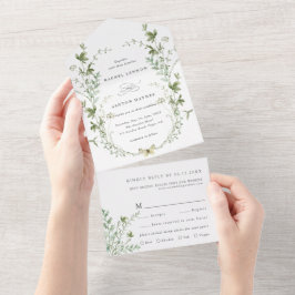 Elegante Wildblume Hochzeit All In One Einladung