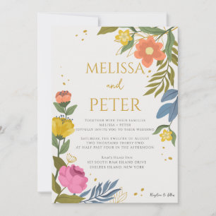 Elegante Wildblume Hochzeit Einladung