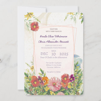 Elegante Wildblume Hochzeit Einladung