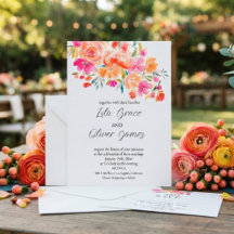 Elegante Wildblume Hochzeit Einladung