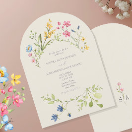 Elegante Wildblume Hochzeit Einladung