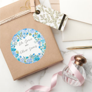 Elegante Wildblume Hochzeit Einladung Runder Aufkleber