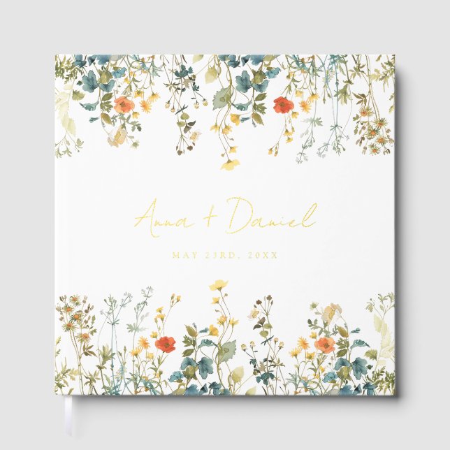 Elegante Wildblume Hochzeit Gästebuch (Vorderseite)