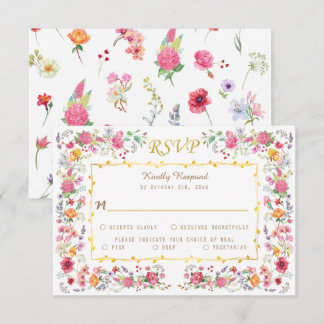 Elegante Wildblume Hochzeit im Wilhelm Garten RSVP Karte