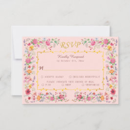 Elegante Wildblume Hochzeit im Wilhelm Garten RSVP Karte