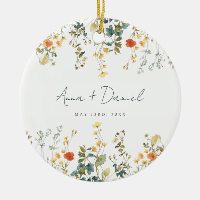 Elegante Wildblume Hochzeit Keramik Ornament (Vorne)