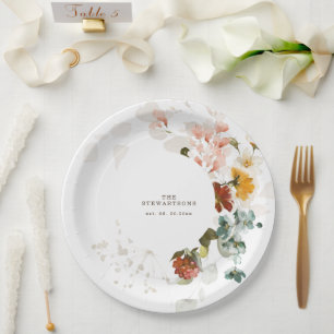 Elegante Wildblume Hochzeit Pappteller