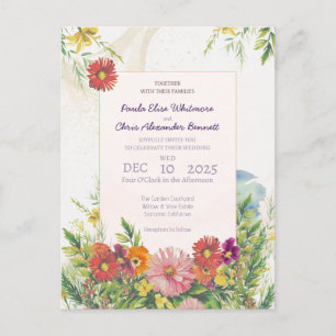 Elegante Wildblume Hochzeit Postkarte