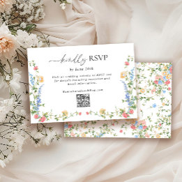 Elegante Wildblume Hochzeit QR-Code RSVP-Karte RSVP Karte
