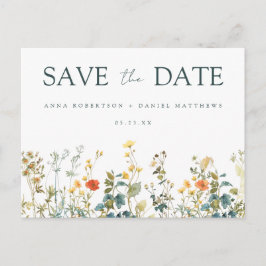 Elegante Wildblume Hochzeit Speichern Sie das Datu Einladungspostkarte