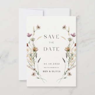 Elegante Wildblume Hochzeit Speichern Sie die Datu Save The Date