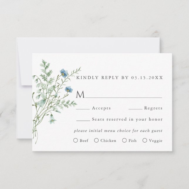Elegante Wildblume Hochzeit UAWG RSVP Karte (Vorderseite)