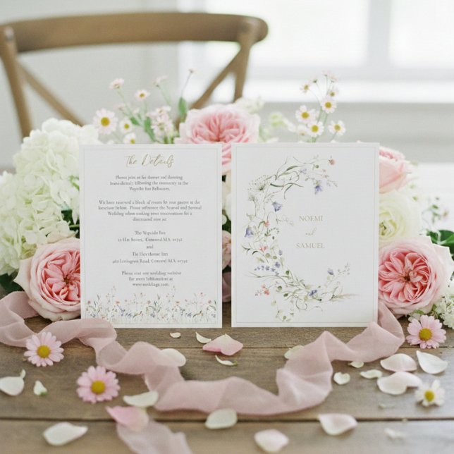 Elegante Wildblume Hochzeiten Details Begleitkarte (Von Creator hochgeladen)