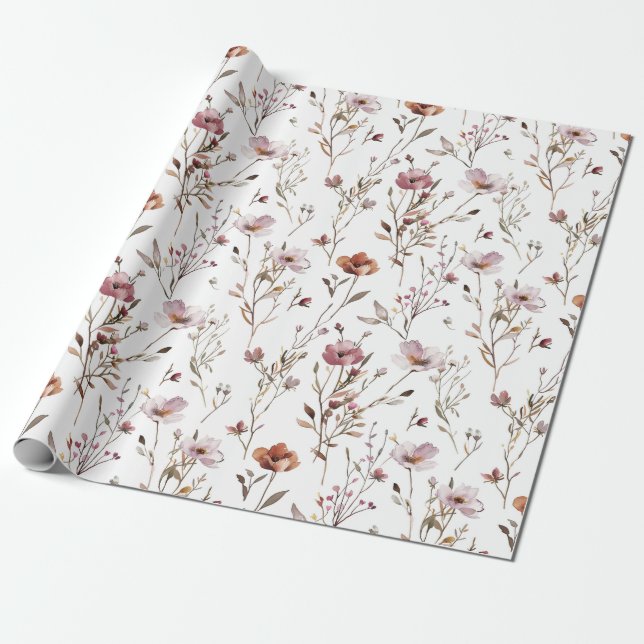 Elegante WildBlume Hochzeitspapier Boho Geschenkpapier (Ungerollt)
