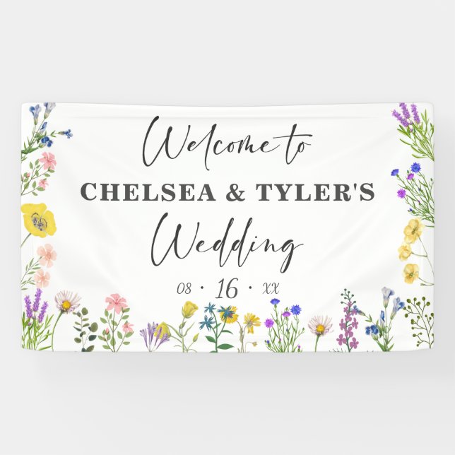 Elegante Wildblume Hübsche Hochzeit der Wildflora Banner (Horizontal)