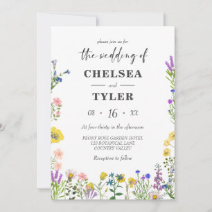Elegante Wildblume Hübsche Hochzeit der Wildflora Einladung