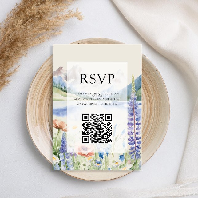 Elegante Wildblume Landschaft Hochzeit RSVP Karte (Von Creator hochgeladen)