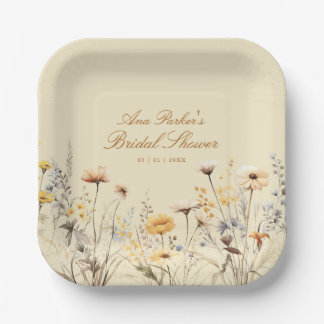 Elegante Wildblume Liebe ist in Bloom Brautparty Pappteller