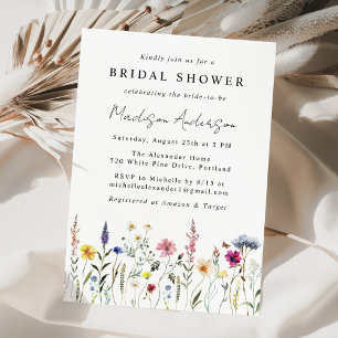 Elegante Wildblume Meadow Brautparty Einladung