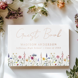 Elegante Wildblume Meadow Foto Graduation Party Gästebuch
