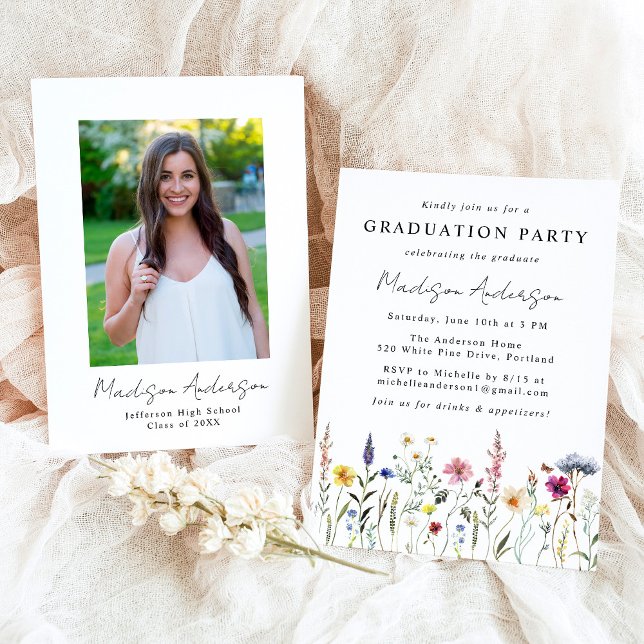 Elegante Wildblume Meadow Graduation Party Einladung (Von Creator hochgeladen)