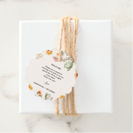 Elegante Wildblume Meadow Ivory Wedding Willkommen Geschenkanhänger